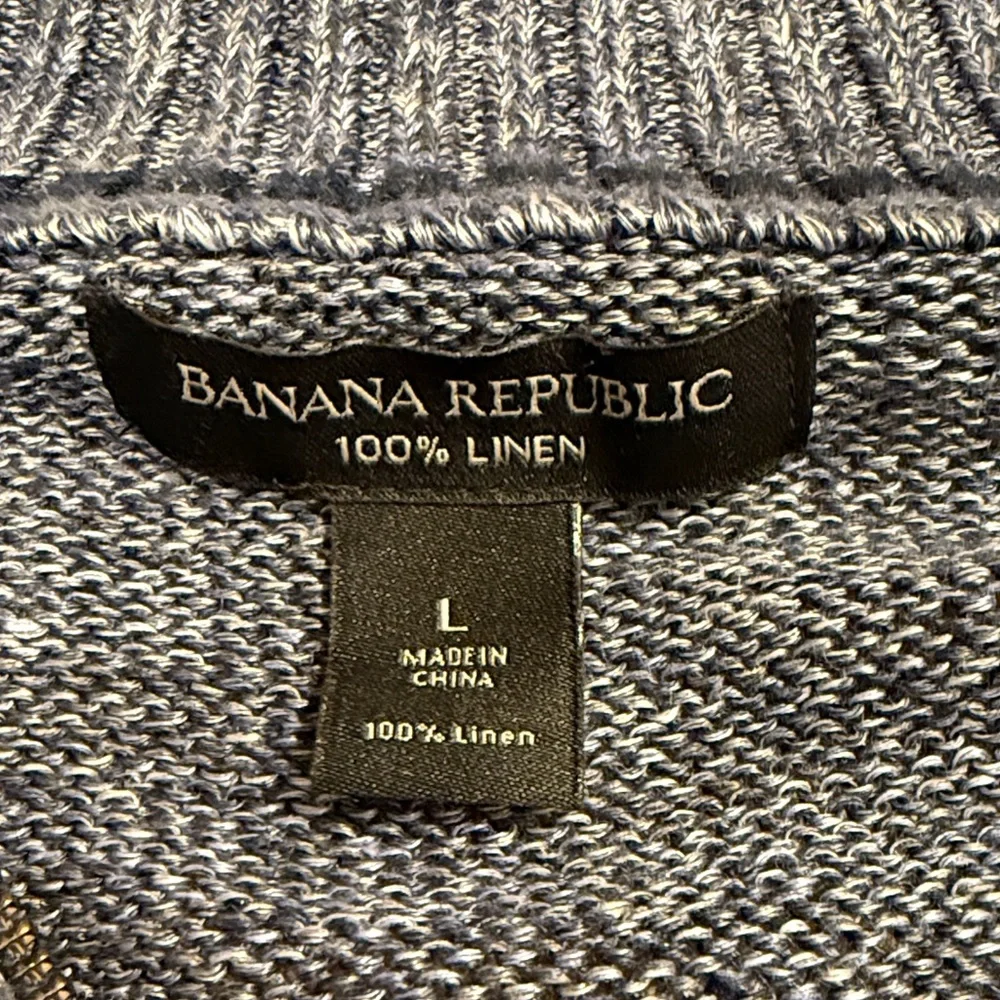 Banana Republic Men's Full Zip-Up Sweater Cardigan Size L Linen Chunky Knit